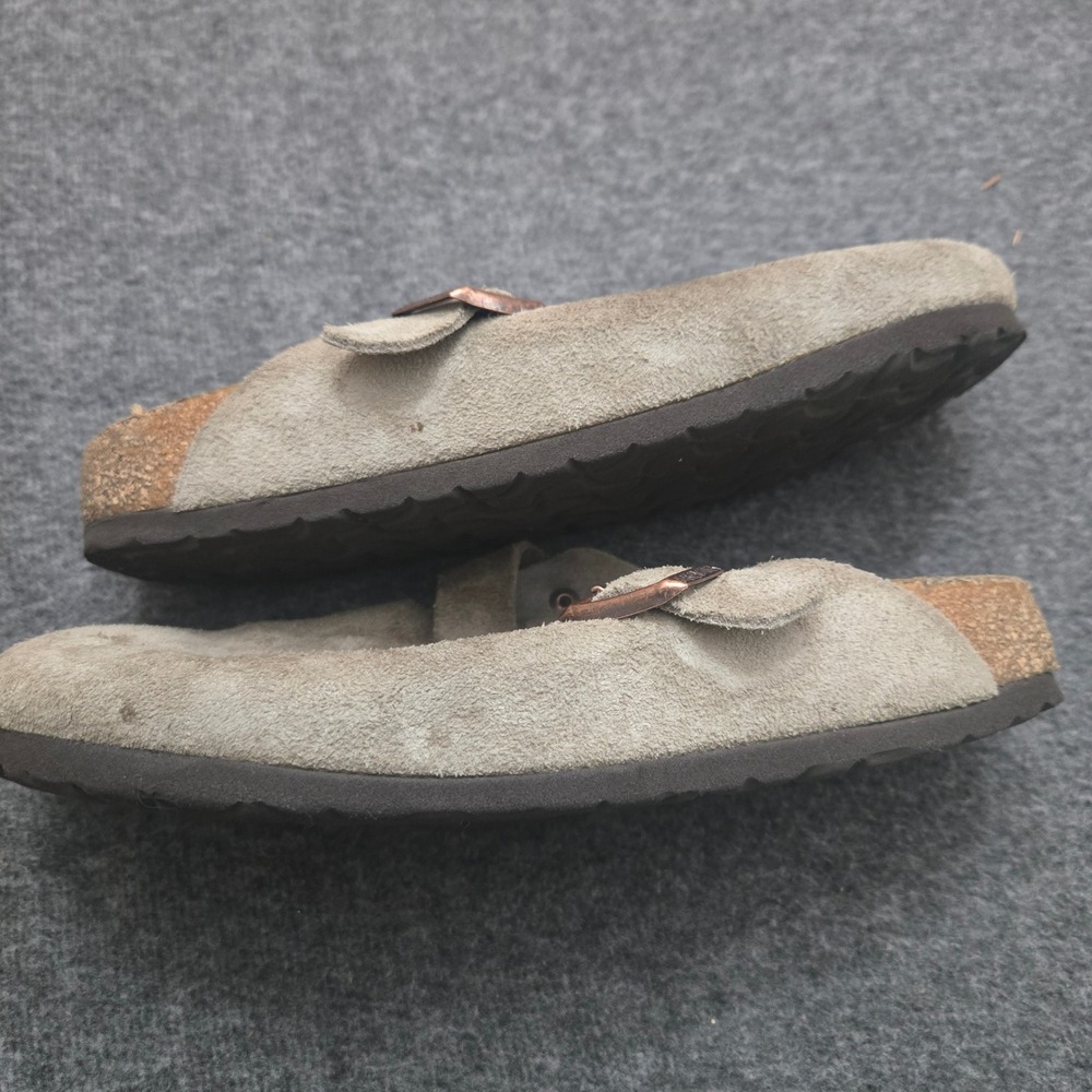 Birkenstock Boston Clogs Women 38 Taupe Suede Leather Mules Granola - Picture 4 of 10